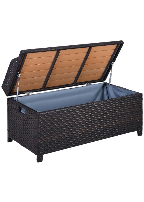 Outsunny Rattan Outdoor Storage Bench with Aluminium Frame - One Size Image 1