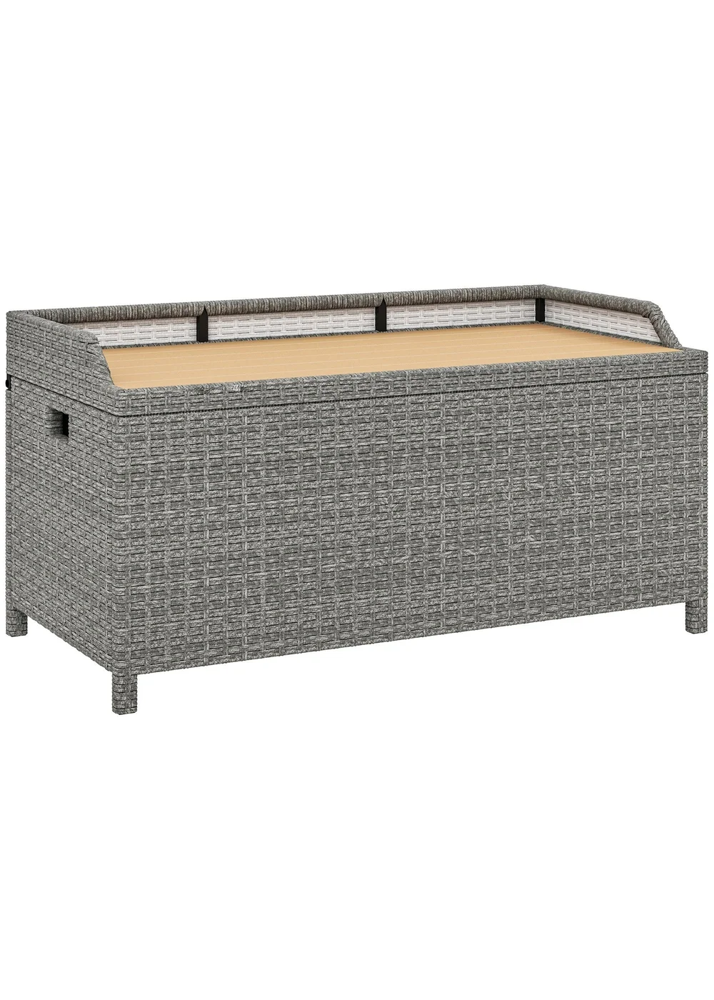 Outsunny Rattan Outdoor Storage Bench with Aluminium Frame - One Size Image 2