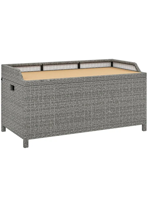 Outsunny Rattan Outdoor Storage Bench with Aluminium Frame - One Size Image 2