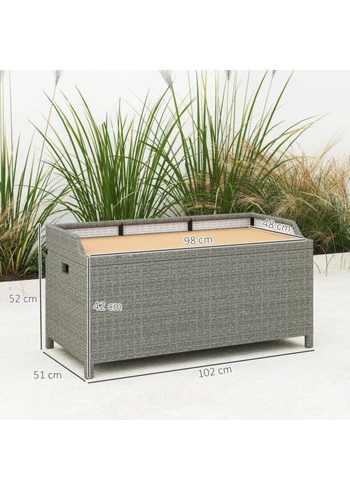 Outsunny Rattan Outdoor Storage Bench with Aluminium Frame - One Size Image 3