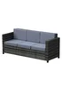 Outsunny Rattan Wicker 3 Seater Sofa with 10 cm Thick Padded Cushion - One Size Image 2