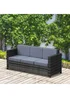 Outsunny Rattan Wicker 3 Seater Sofa with 10 cm Thick Padded Cushion - One Size Image 1