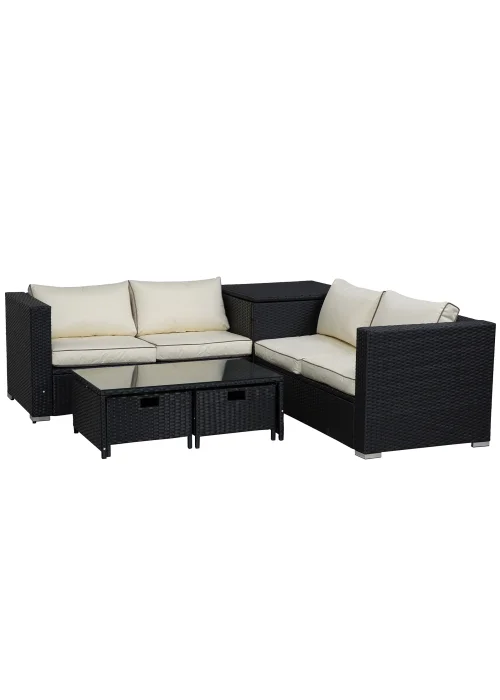 Outsunny 4 Seat Patio Rattan Sofa Set - One Size Image 1