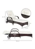 Outsunny Adjustable Wicker Rattan Sun Lounger (200cm x 73cm x 30-103cm) - One Size Image 3