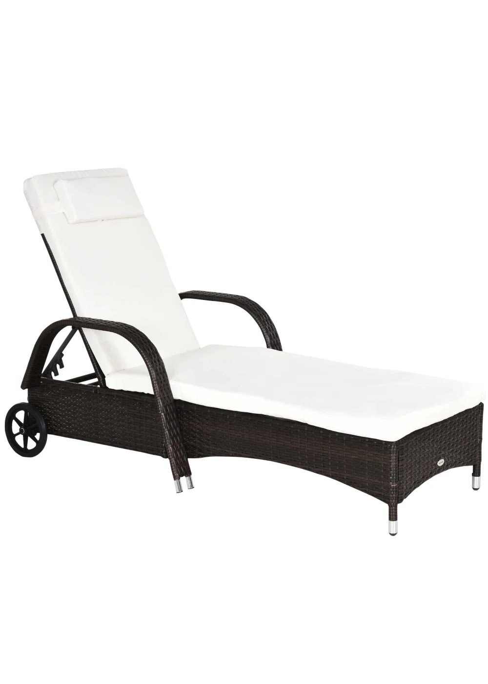 Outsunny Adjustable Wicker Rattan Sun Lounger (200cm x 73cm x 30-103cm) - One Size Image 1