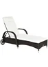 Outsunny Adjustable Wicker Rattan Sun Lounger (200cm x 73cm x 30-103cm) - One Size Image 1