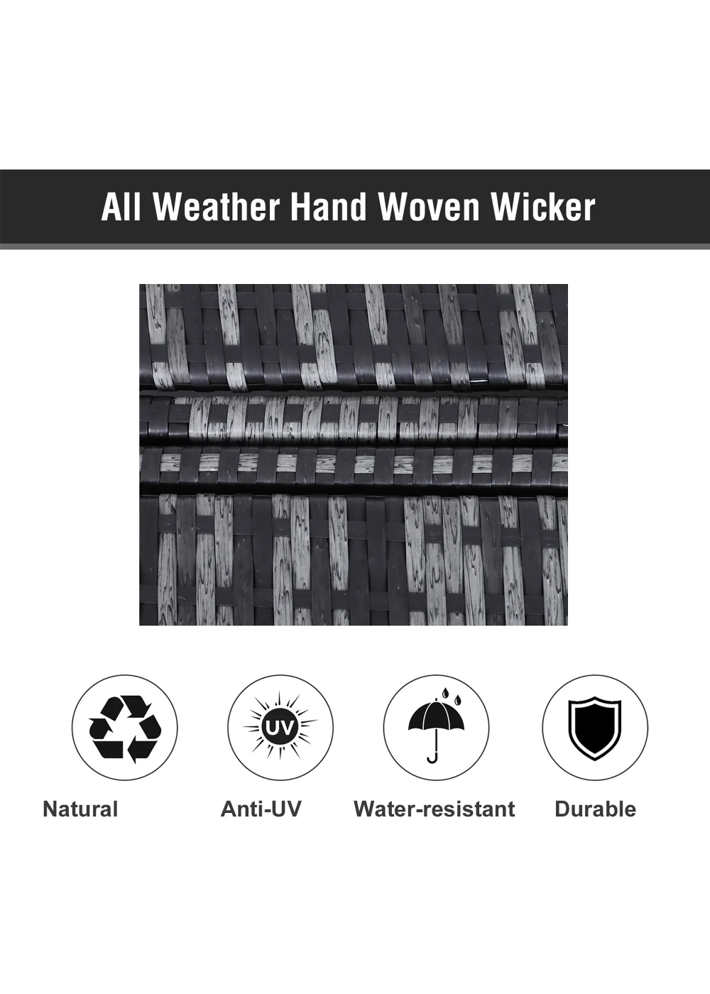 Outsunny 2 Person Rattan Lounger (195cm x 120cm x 28cm) - One Size Image 4