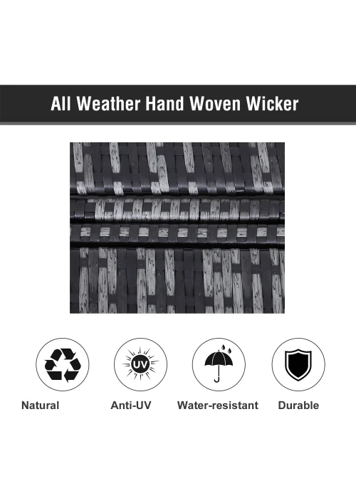 Outsunny 2 Person Rattan Lounger (195cm x 120cm x 28cm) - One Size Image 4