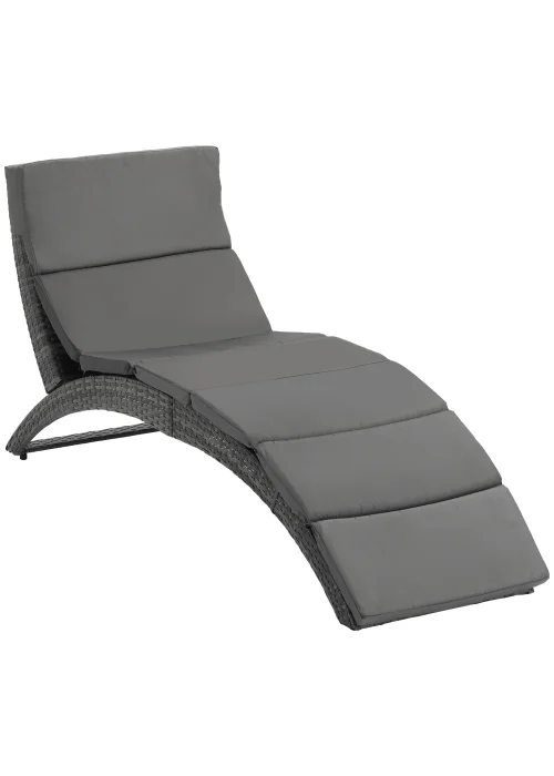 Outsunny Garden Rattan Sun Lounger (156cm x 59cm x 78cm) - No Size Image 2