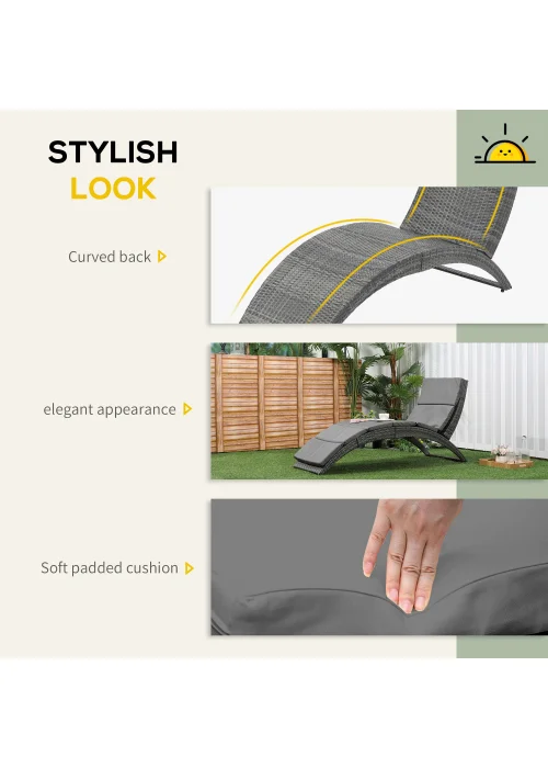 Outsunny Garden Rattan Sun Lounger (156cm x 59cm x 78cm) - No Size Image 5