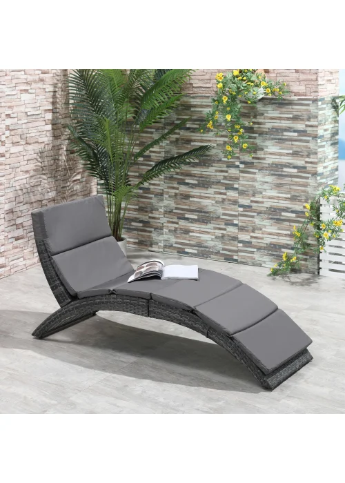 Outsunny Garden Rattan Sun Lounger (156cm x 59cm x 78cm) - No Size Image 1