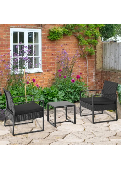 Outsunny 3 Piece Rattan Patio Bistro Set - One Size Image 1