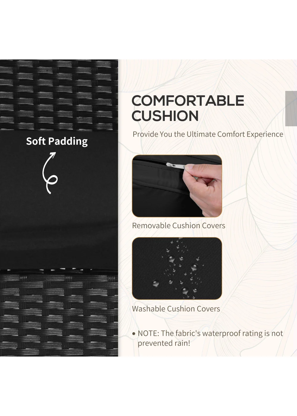 Outsunny 3 Piece Rattan Patio Bistro Set - One Size Image 5