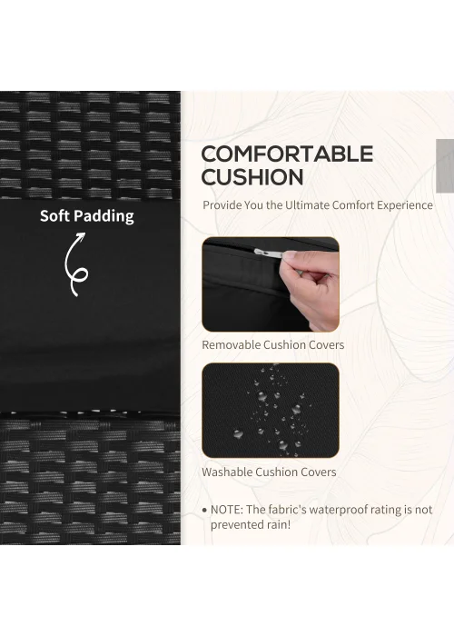 Outsunny 3 Piece Rattan Patio Bistro Set - One Size Image 5