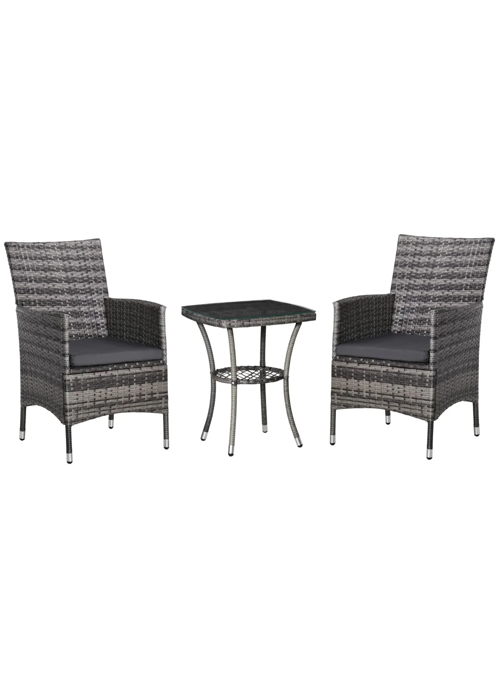 Outsunny 3 Piece Rattan Garden Bistro Furniture Set - No Size Image 2
