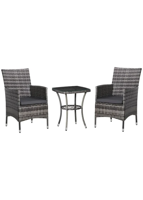 Outsunny 3 Piece Rattan Garden Bistro Furniture Set - No Size Image 2