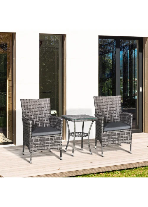 Outsunny 3 Piece Rattan Garden Bistro Furniture Set - No Size Image 1