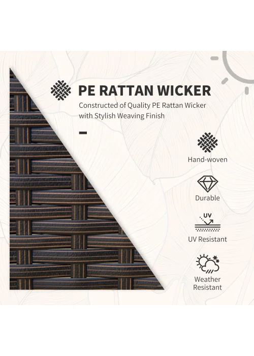 Outsunny 3 Piece Rattan Patio Bistro Set - One Size Image 4