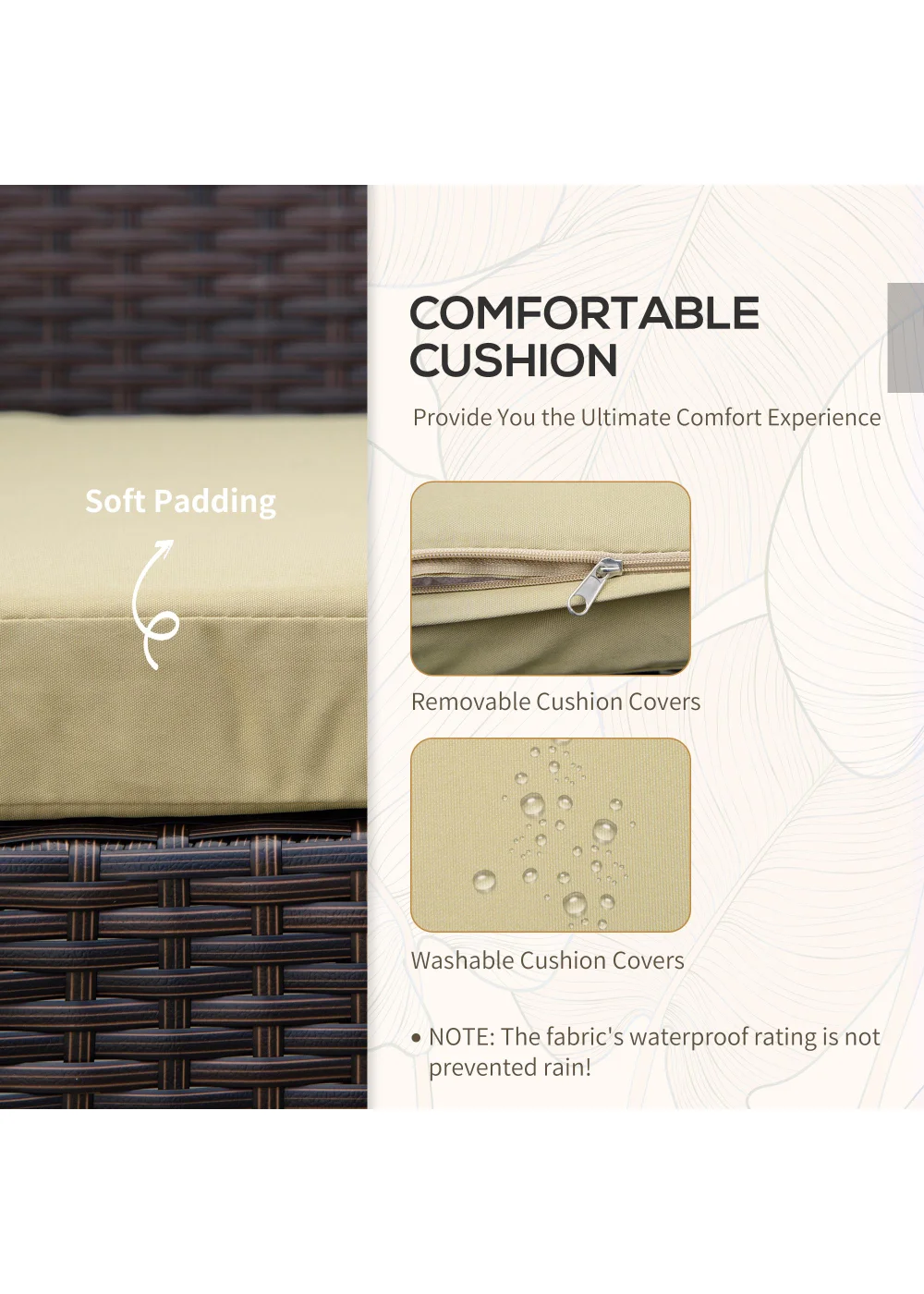 Outsunny 3 Piece Rattan Patio Bistro Set - One Size Image 5