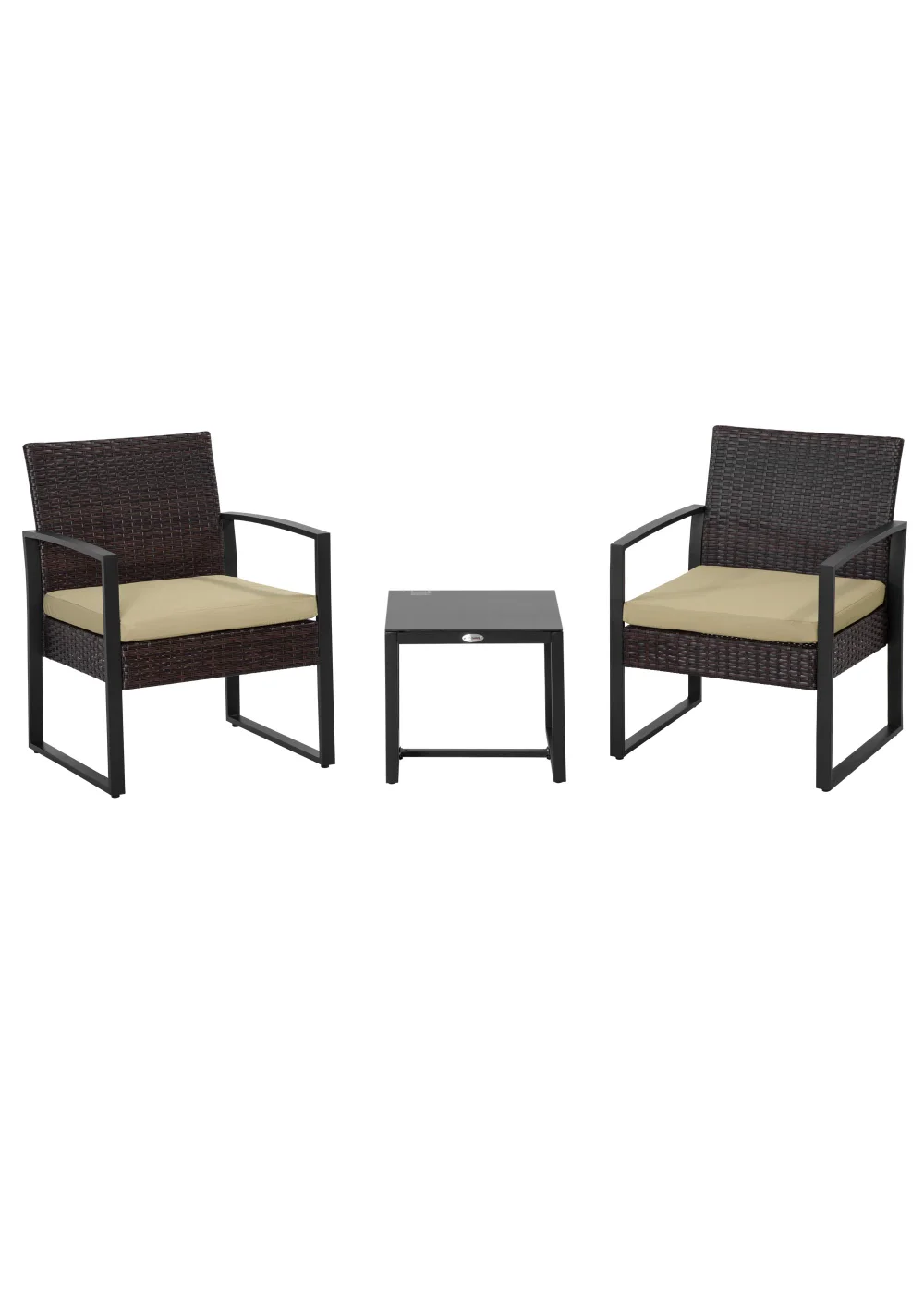 Outsunny 3 Piece Rattan Patio Bistro Set - One Size Image 2