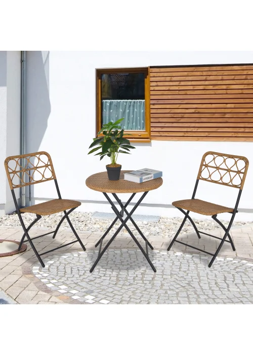 Outsunny 3 Piece Foldable Rattan Bistro Set - No Size Image 1