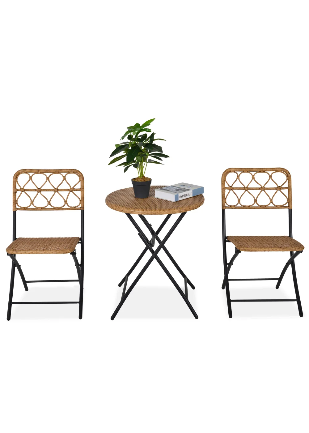 Outsunny 3 Piece Foldable Rattan Bistro Set - No Size Image 2