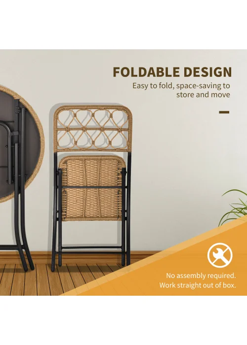 Outsunny 3 Piece Foldable Rattan Bistro Set - No Size Image 5