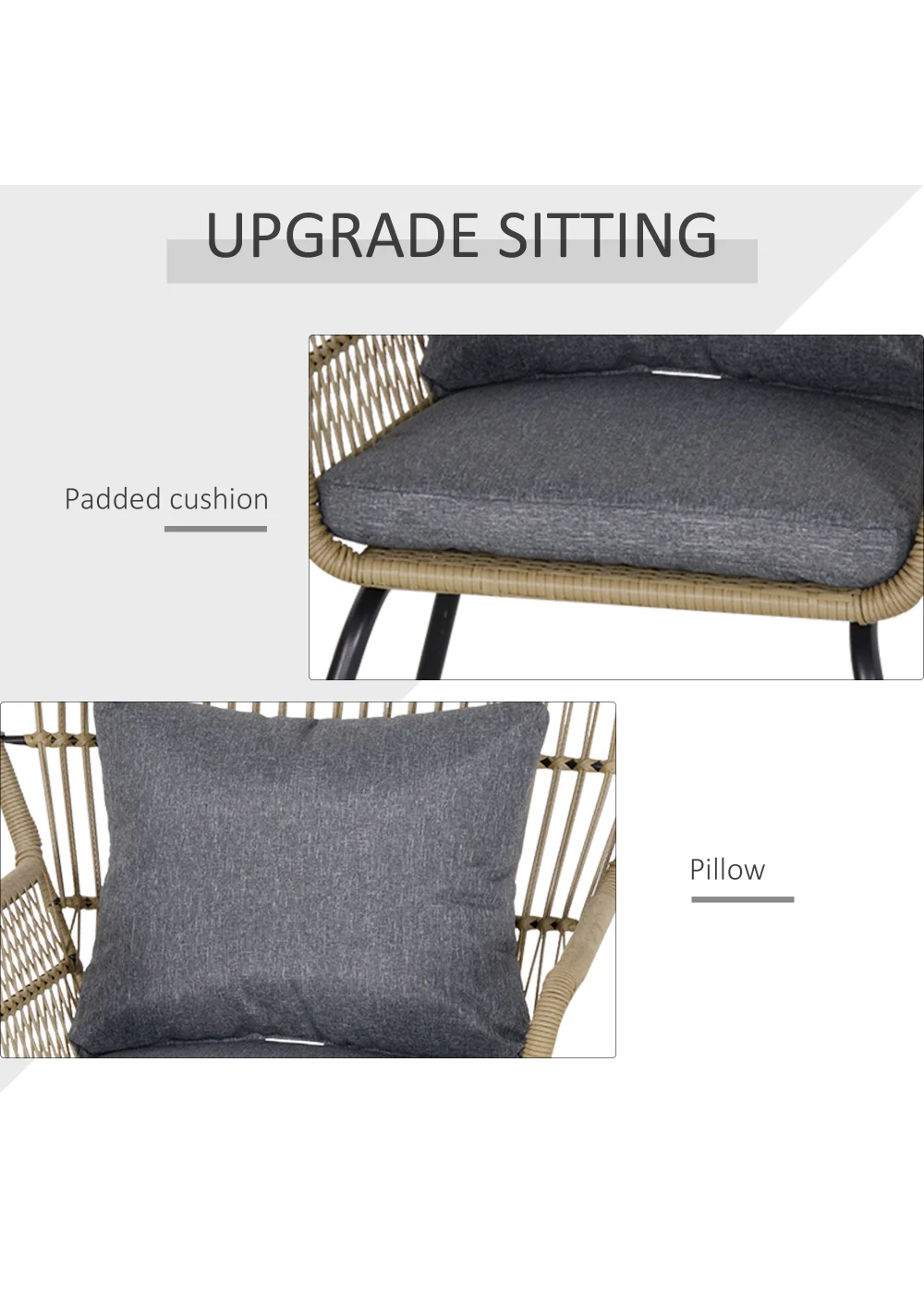 Outsunny 3 Piece Rattan Garden Furniture Set with Cushions - No Size Image 4