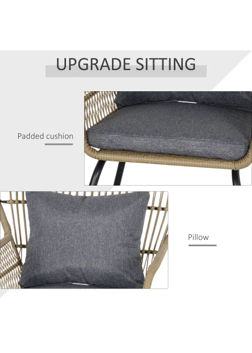 Outsunny 3 Piece Rattan Garden Furniture Set with Cushions - No Size Image 4