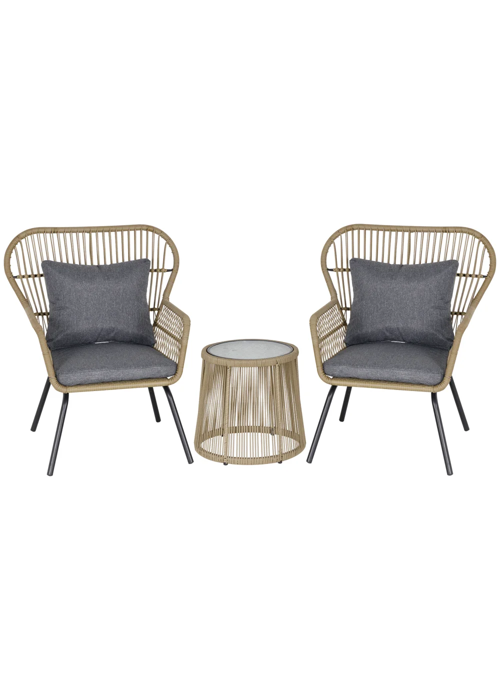 Outsunny 3 Piece Rattan Garden Furniture Set with Cushions - No Size Image 2