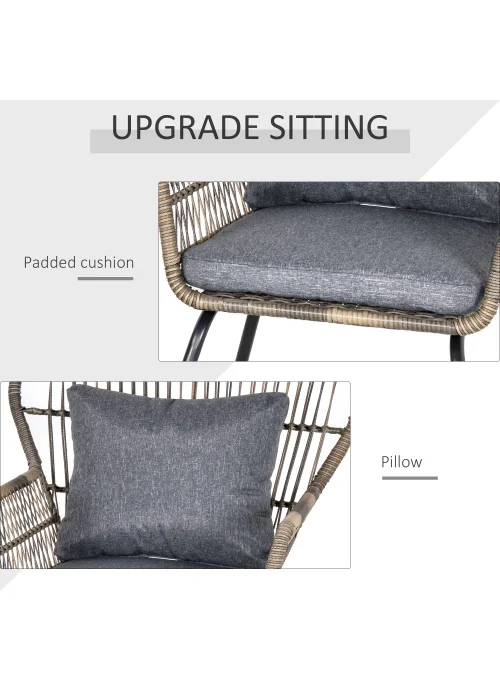 Outsunny 3 Piece Rattan Garden Furniture Set with Cushions - No Size Image 4