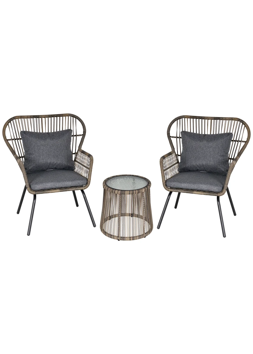Outsunny 3 Piece Rattan Garden Furniture Set with Cushions - No Size Image 1