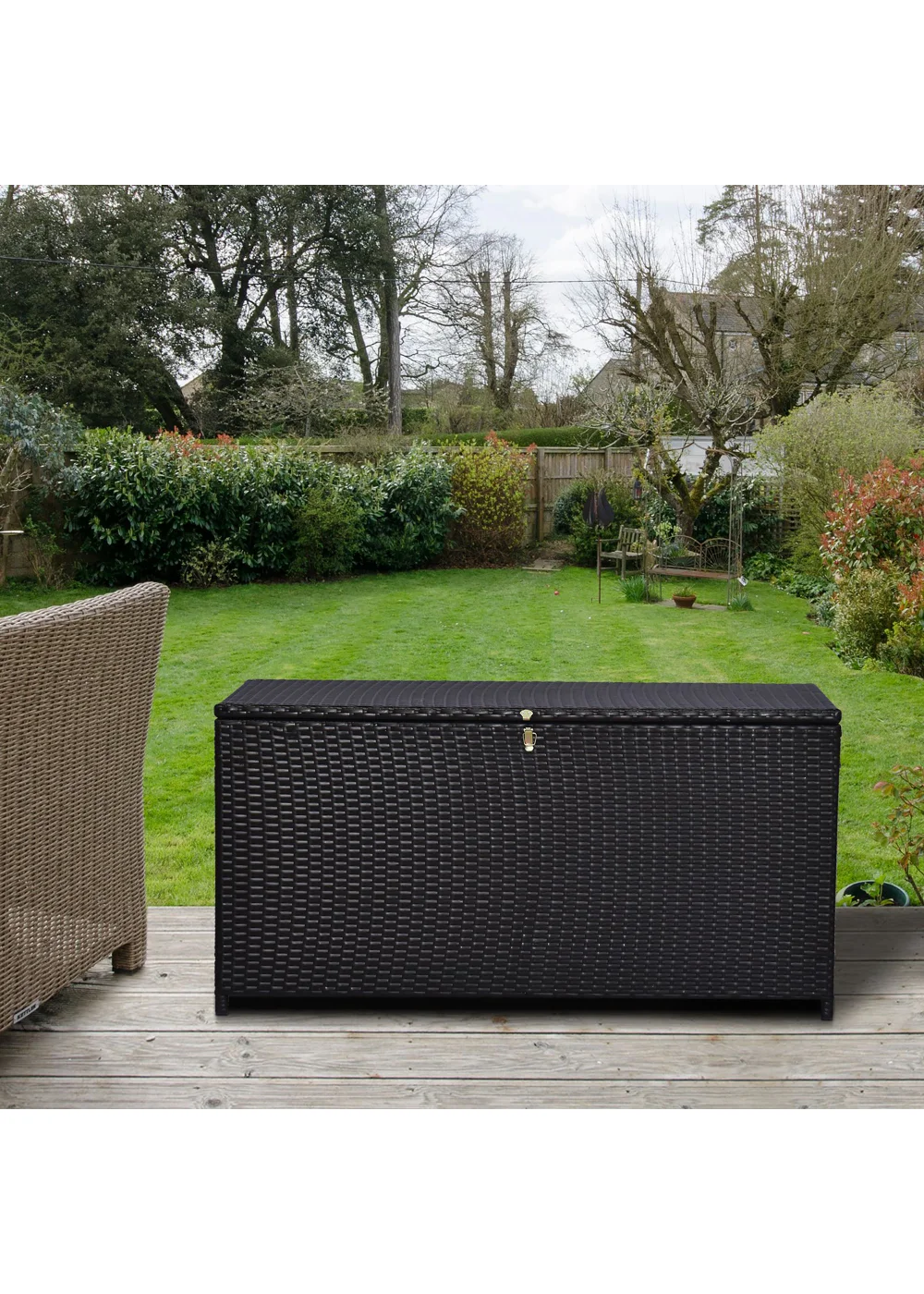 Outsunny Large Rattan Storage Box Garden Chest - One Size Image 1