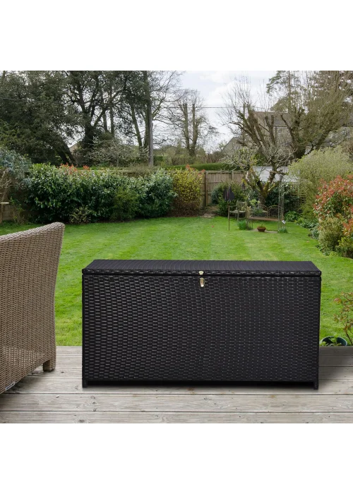 Outsunny Large Rattan Storage Box Garden Chest - One Size Image 1