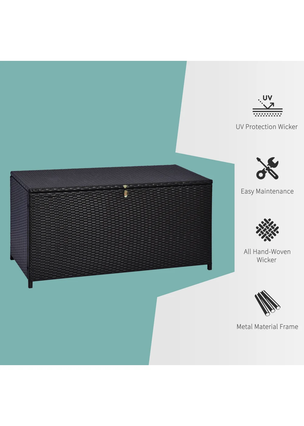 Outsunny Large Rattan Storage Box Garden Chest - One Size Image 5