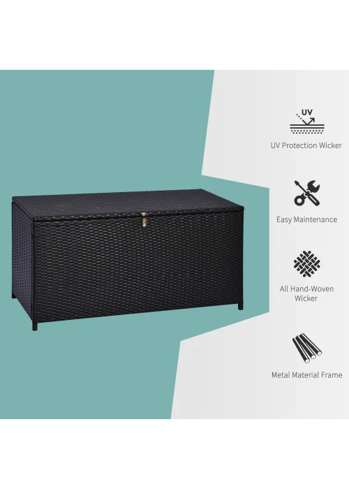 Outsunny Large Rattan Storage Box Garden Chest - One Size Image 5
