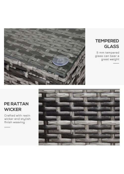 Outsunny Garden Rattan Coffee Side Table (85cm x 50cm x 39cm) - One Size Image 5