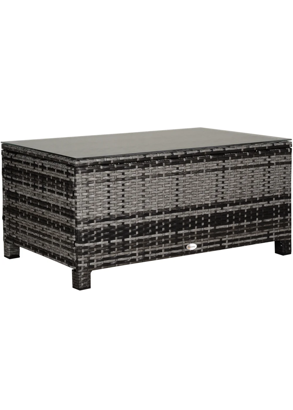 Outsunny Garden Rattan Coffee Side Table (85cm x 50cm x 39cm) - One Size Image 1