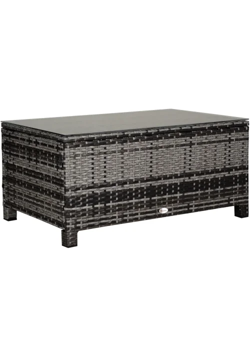 Outsunny Garden Rattan Coffee Side Table (85cm x 50cm x 39cm) - One Size Image 1