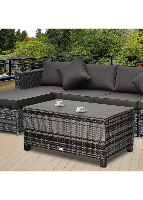 Outsunny Garden Rattan Coffee Side Table (85cm x 50cm x 39cm) - One Size Image 2