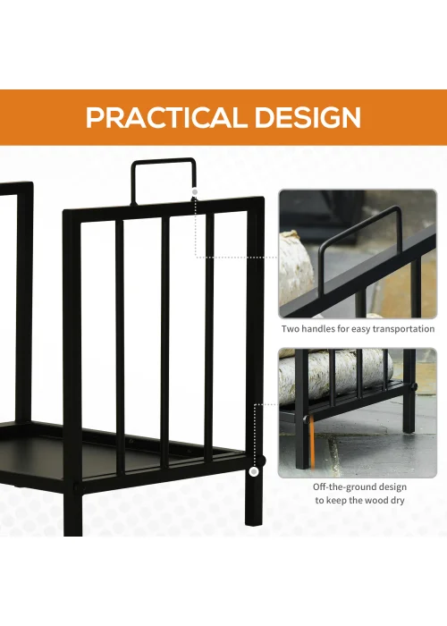 Outsunny Metal Firewood Log Holder Firewood Rack - No Size Image 5