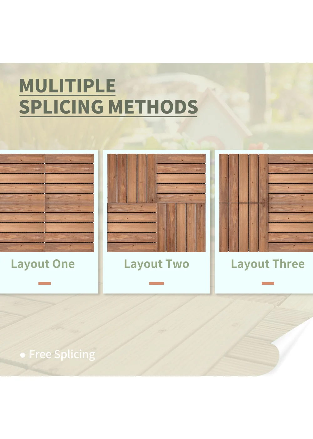 Outsunny 27 Pcs Wooden Interlocking Decking Tiles - No Size Image 5
