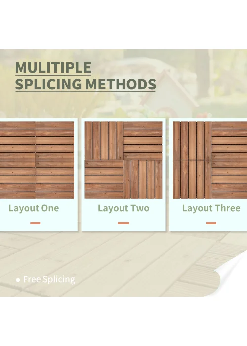 Outsunny 27 Pcs Wooden Interlocking Decking Tiles - No Size Image 5