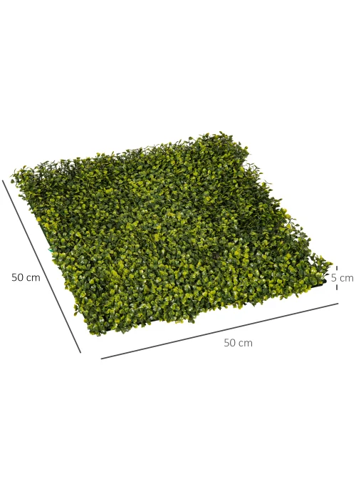 Outsunny 12PCS Artificial Boxwood Wall Panels 50cm x 50cm Grass Privacy Fence Screen - No Size Image 3