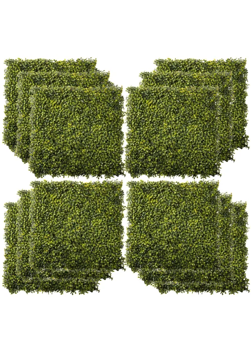 Outsunny 12PCS Artificial Boxwood Wall Panels 50cm x 50cm Grass Privacy Fence Screen - No Size Image 2