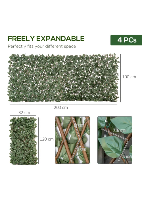 Outsunny 4 Piece 2m x 1m Expanding Trellis Fence - No Size Image 3