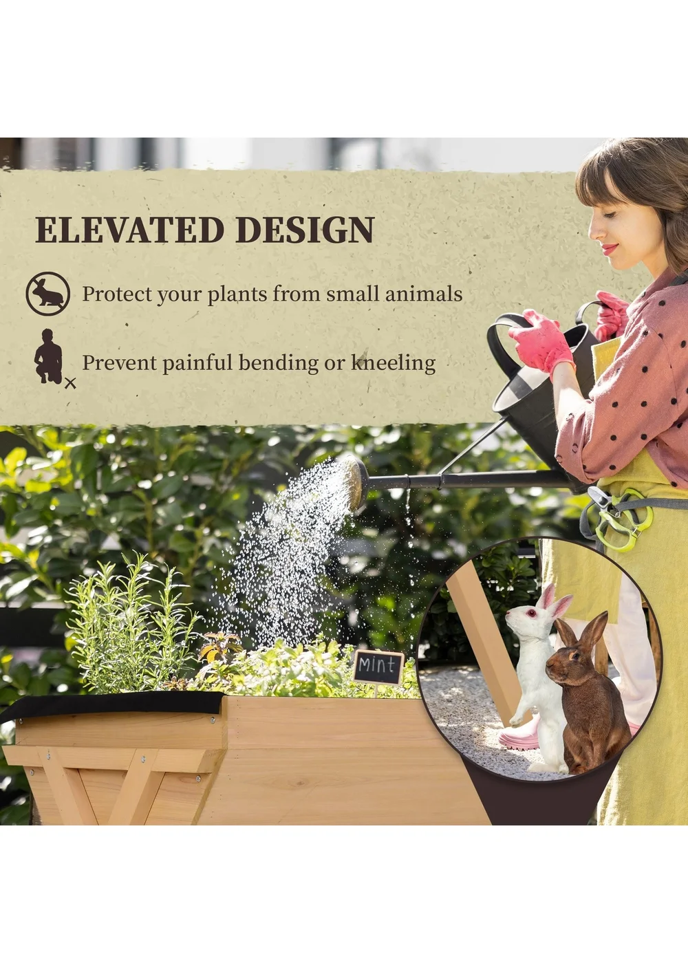 Outsunny Wooden Planter Raised Bed Stand Vegetable Flower Bed - One Size Image 4