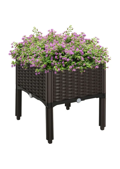 Outsunny Set of 1 26L Garden Raised Bed Elevated Patio Flower Plant Planter Box - No Size Image 2