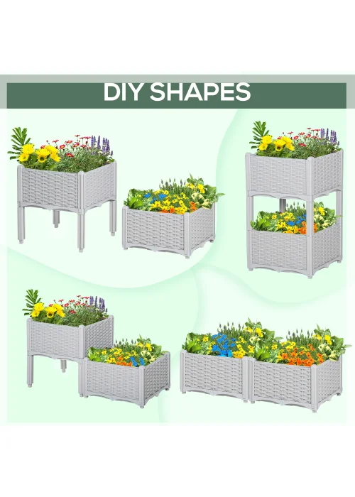 Outsunny 40cm x 40cm x 44cm Set of 2 26L Garden Raised Bed Elevated Patio Flower Plant Planter Box - No Size Image 5