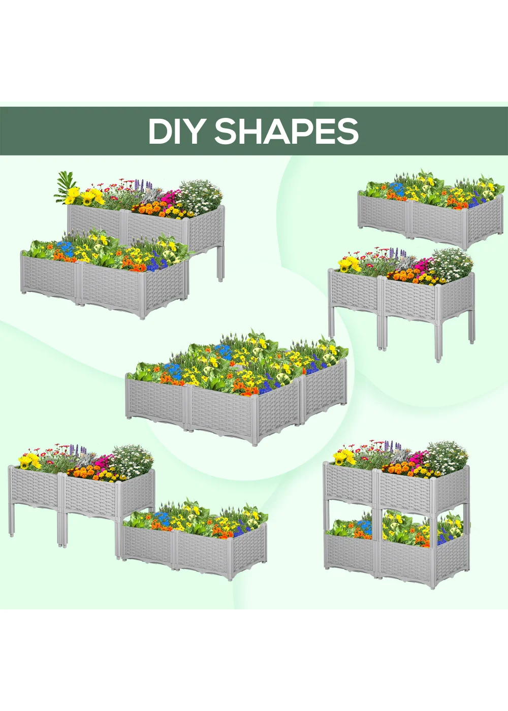 Outsunny Set of 4 26L Garden Raised Bed - No Size Image 5